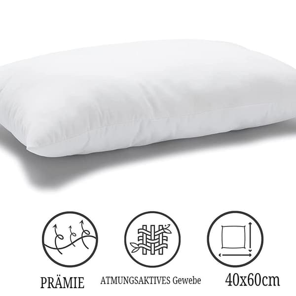 Sengepude 40 x 70 cm, sæt med 2 inderpuder, allergivenlige