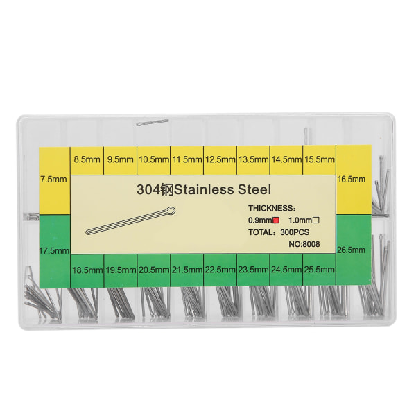 0,9 mm 304 Rostfritt Stål Armbandsur Splitt Stift Urdelar Sortiment 7,5‑26,5 mm