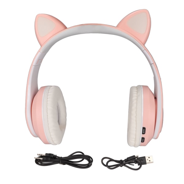 Glødende katteører Bluetooth hovedtelefon Bas Foldbar trådløs hovedbeklædning Åndedrætslampe Headset++