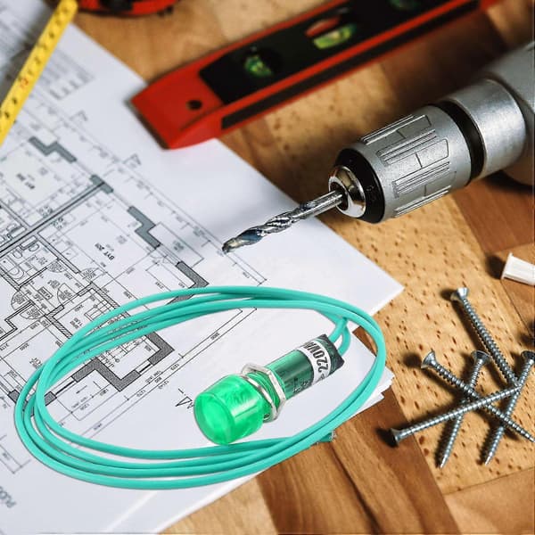 Indikatorpilotlampe Grønt lys AC 220V med kabel[BEMS]