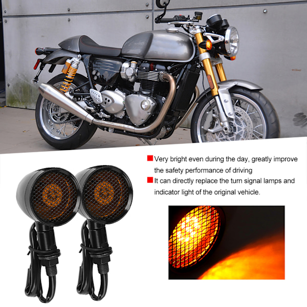 Universal Motorcykel Retro Bullet Grid LED Blinkers Bromsljus Metall Shell Blinkers Black Shell Gul lins