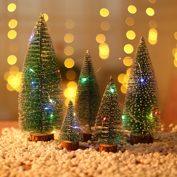 Mini cedertræ med LED lysstreng Lille juletræ til hjemmekontor/