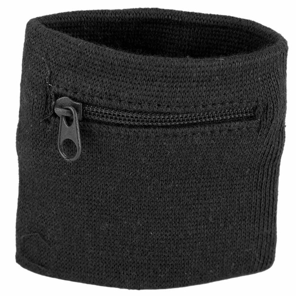 Sport Wrist Wallet with Zipper Pocket for Unisex Gym Running (Black)