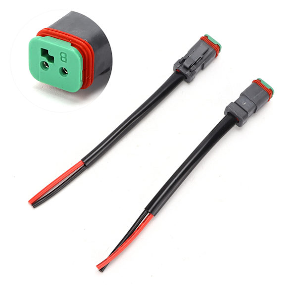 2kpl DT 2Pin uros naaras johtosarjaliitin IP68 Vedenpitävä LED-työvalolle Light Bar