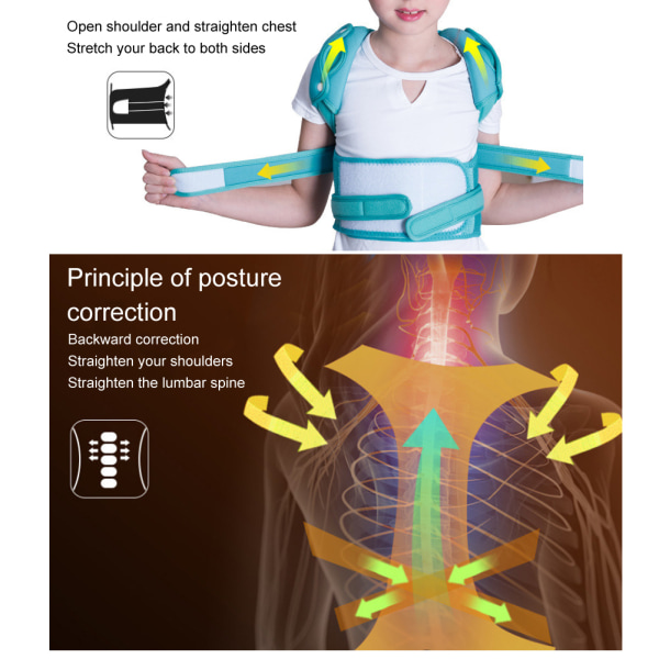 TIMH Children Pukkelrygg-korreksjonsbelte Posture Corrector Brace Ryggstøttebelte L
