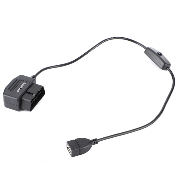 18,7 tommers OBD2 USB strømladekabel 16-pins kontaktlader for bil GPS DVR kamera