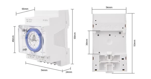 Mekanisk timer, 110-230V tidsafbryder, 2-vejs digitalt display, DIN-skinne, til indendørs brug, til belysning, til lamper