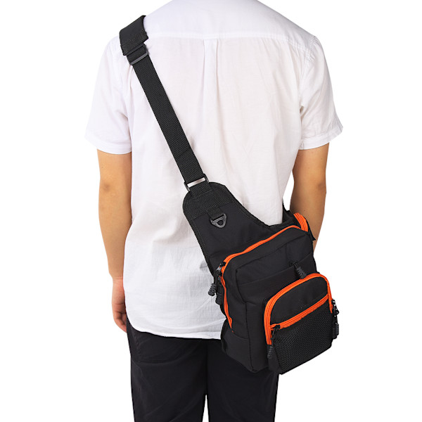 Polyester Multifunktionell Fiskeutrustning Crossbody Väska Utomhus Sport Vandring Resa Axelväska (Svart)