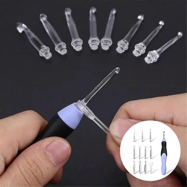 【BEMS】11-in-1 LED Crochet Hook Set, 9-in-1 USB Rechargeable Crochet Hooks with Light Hand-Woven Sewing Tools