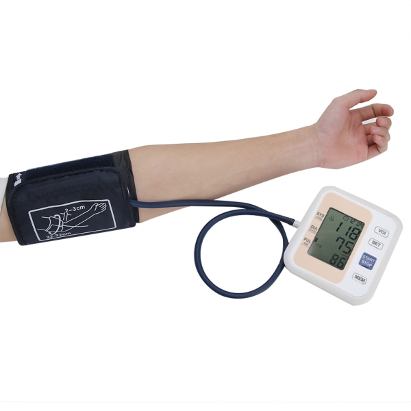 Hushålls LCD digital blodtrycksmätare Exakt överarms blodtrycksmätare Guld med röst++/