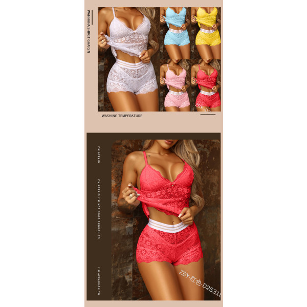 HZMM Sexet top gennemsigtigt blondeundertøj, sexet mode, nattøj, pyjamas, lingeri, undertøj, thong korset lingeri sæt// XXL White