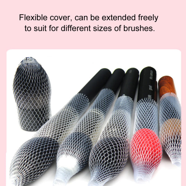 100 stk Makeup Brush Net Kosmetisk børste Mesh Protective Protective Guard Cover++/