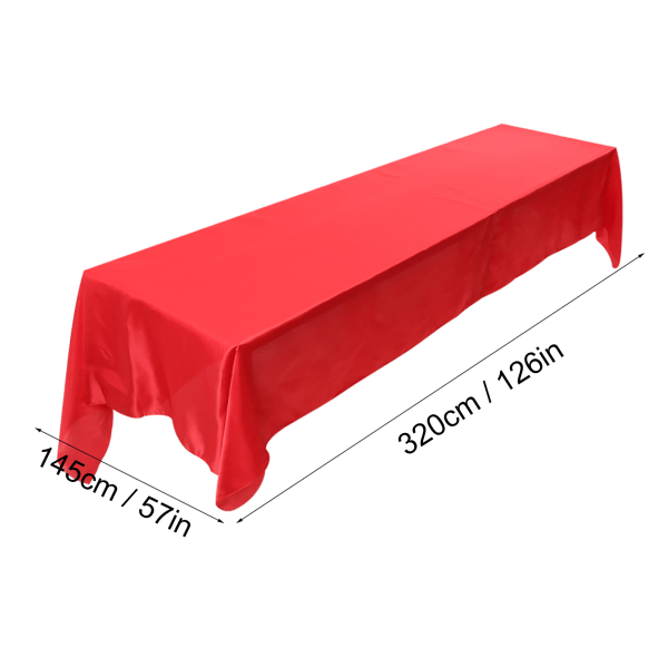 TIMH 145x320 cm rektangel bordduk Bordtrekk Flekkbestandig Bankett Bryllupsfest Dekor Rød