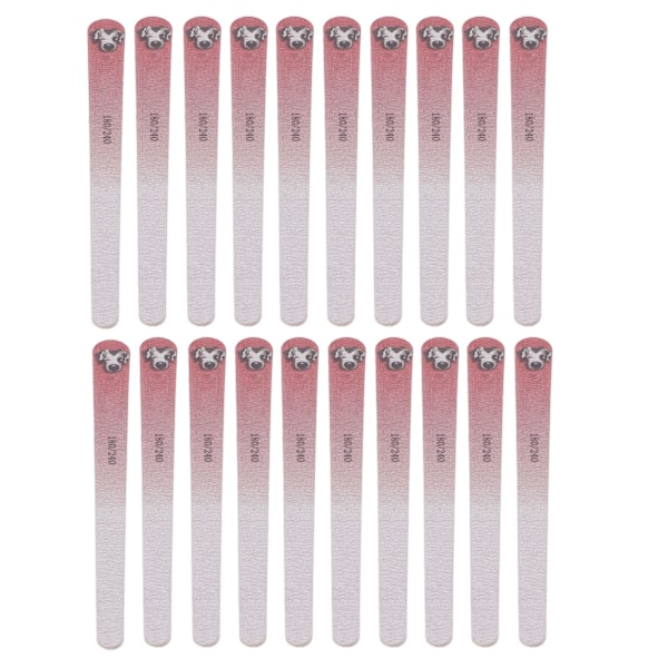 20pcs Nail Files Double Sided 180 / 240 Grit Washable Reusable Manicure Tools for Nail Salon Pink