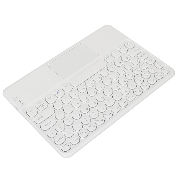 Trådløst Bluetooth-tastatur med runde tastlokk, ergonomisk design, smart berøring, ultratynn, hvit, 10 tommer