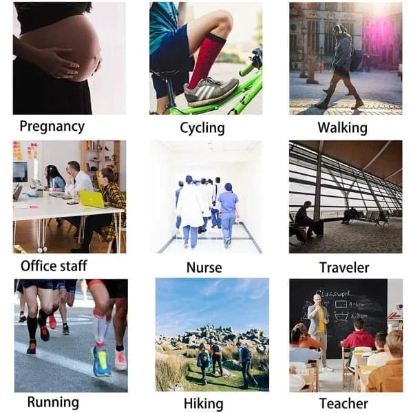 【BEMS】par kompressionsstrumpor kompatibla med kvinnor och män, svart.SA