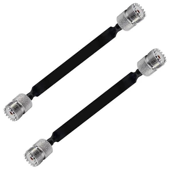 2 kpl 40 cm RF-koaksiaalikaapeli ikkunan/oven läpi litteä kaapeli, SO239 UHF-naaras-UHF-naaras, 50 ohmia