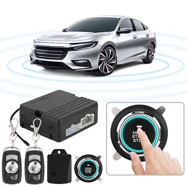 En-knaps motorstart Bilvibrationsalarmsystem Tænding Push & Fjernbetjening 12 V (Nummer 2)