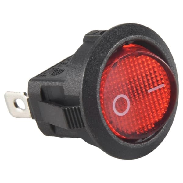 Vippebryter Bipolar PÅ AV Rød 3-polet 20mm Black  red