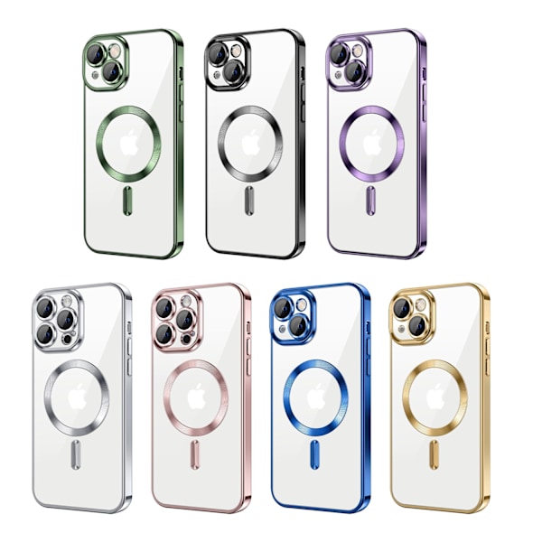Compatible with iPhone 15 Case - Metallic Case with Magnetic Compatibility, Slim Design - blue blue