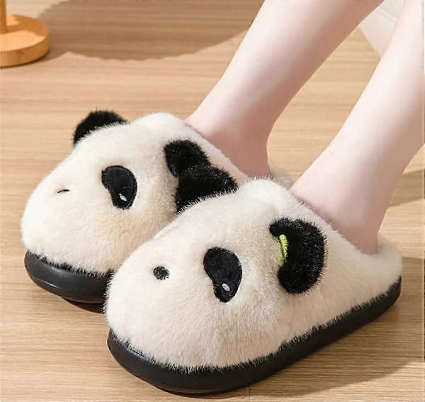 Panda Hjemmesko Dame Hjemmesko Plysdyr Hjemmesko Varme og bløde hjemmesko til indendørs/udendørs Brown EU36-37