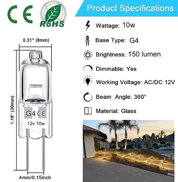 G4 Halogenpærer / Glødepærer Varmhvid Halogen 10W (10 Pack)