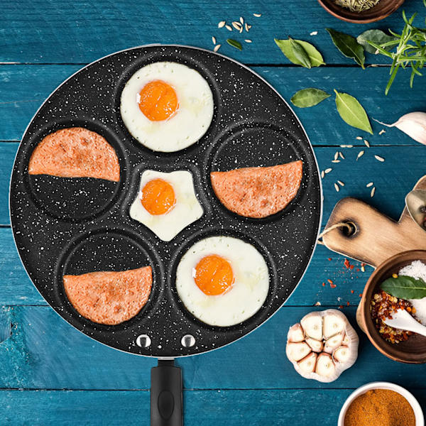 Non-stick stegepande til morgenmad - Lav nemt æg i 5 runde huller