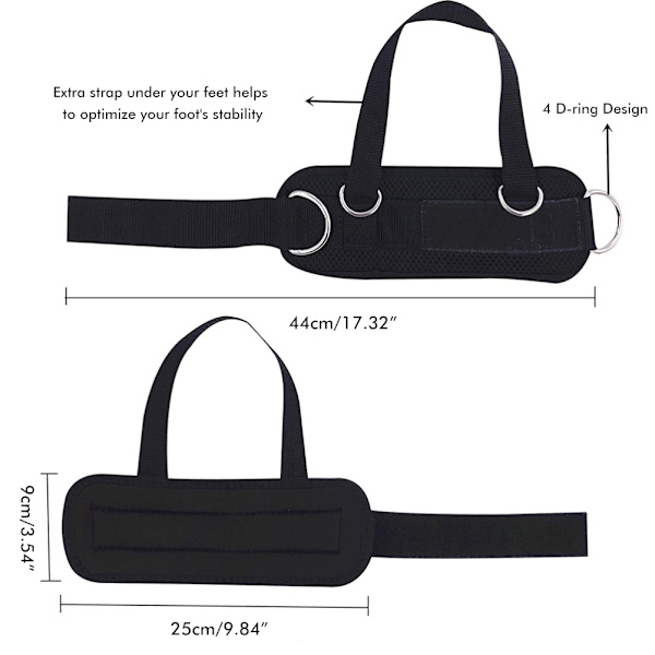 1 Par Ankelstropper for Kabelmaskintilbehør Justerbare Innendørs Treningsankelmansjetter med 4 D-ringer for Kickbacks Glute Trening Beinforlengelser