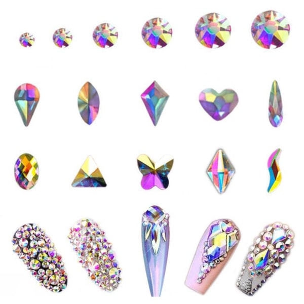 Hot sælgende manicure værktøjssæt i æske specialformet diamant nail art smykketilbehør rhinestone glas hot drill gør det selv specialformet diamant sæt 1++/