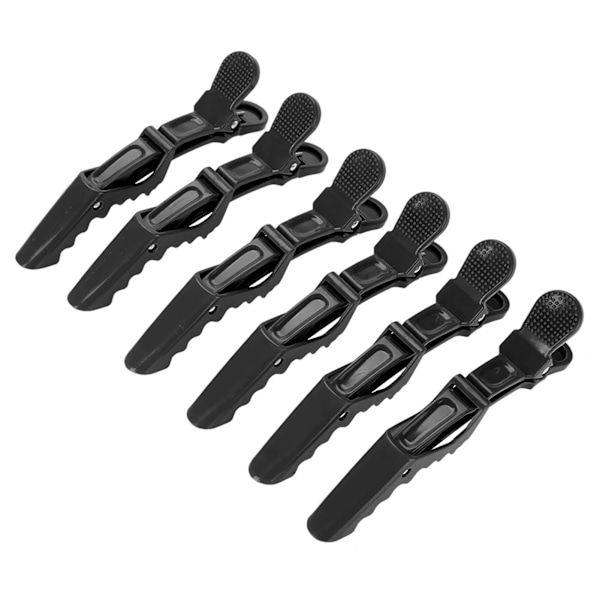 6Pcs Crocodile Hair Clip Anti slip Single Prong Hairdressing Hair Section Claw Clasps Black