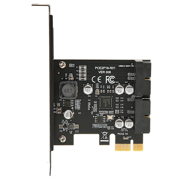PCIE till USB 3.2 Expansionskort 5Gbps Höghastighets USB3.2 Front GEN1 Expansionskort Dubbel Port 19PIN Kontakt Riserkort 19PIN Svart Kort