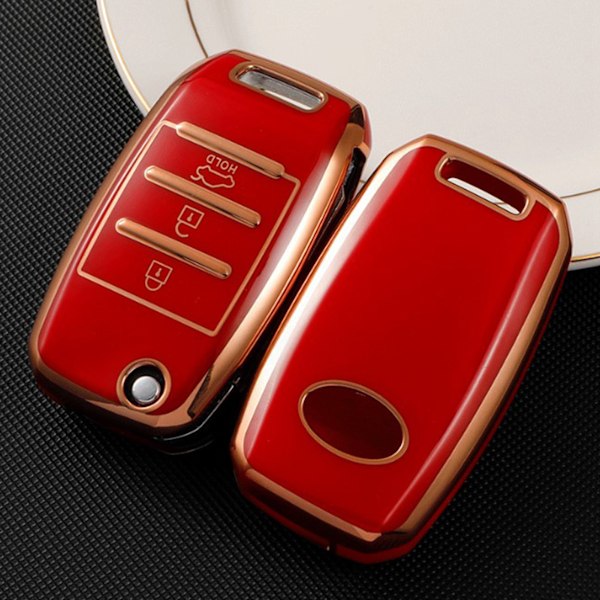 Nøglefob Cover TPU Præcis Pasform Smart Nøglebeskytter Holder Udskiftning til Kia K2 K3 K4 KXCROSS KX7 Rød
