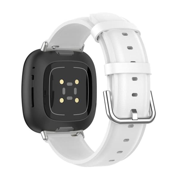 Fitbit Sense 2 / Versa 4 / 3 urrem i ægte læder - Hvid White white