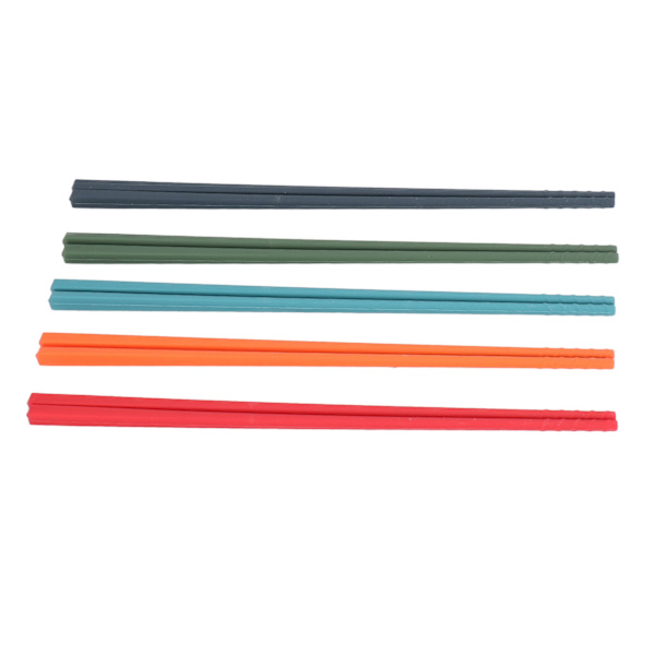 5-delt Sæt af Silikon- og Rustfrit Stål Spisepinde - 24 cm, Anti-Slip, Genanvendelige Køkkenbestik