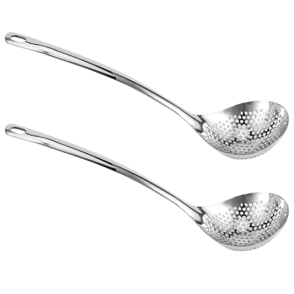 Bärbar Långskaftad Hot Pot Sil & Sked i Rostfritt Stål - Set med 2