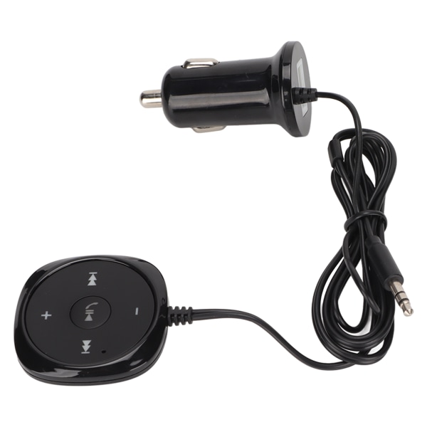 Bil Bluetooth 5.0 lydmottaker Håndfri samtale 5V 2.1A USB-ladeport for biler med 3,5 mm AUX-inngang ++