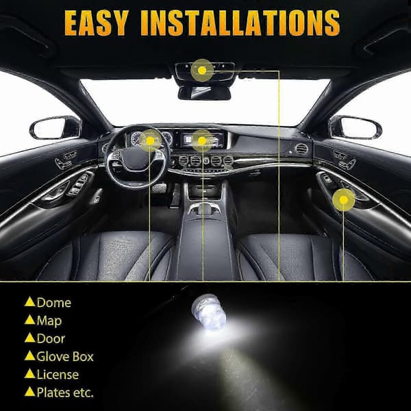 20x 12V Ren Hvit BA9S LED Instrumentpanel Lampe 1815 Dashbord Måler Interiørlampe Edition 5[BEMS] 5 5