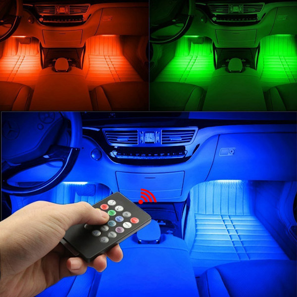 LED-lysstripe til bil, EECOO 4 stk. Bilinteriørlys Musikk LED-belysningssett Underdash-lys med