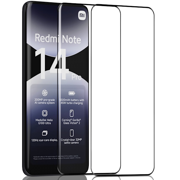 【BEMS】2-Pack Compatible with xiaomi Redmi Note 14 Pro Screen Protector - Tempered Glass 9H - Super quality 3D