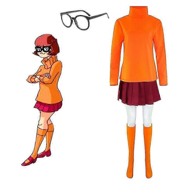 Scooby-doo Velma Cosplay Halloween-asu - KYLLÄ L