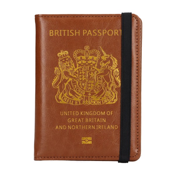 Iso-Britannian Passikorttikotelo Ruskea Turvallinen Vedenpitävä Antimagneettinen PU-nahkainen passin cover ulkoilumatkailulle