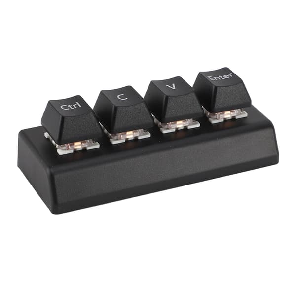 【BEMS】Programmerbart tangentbord 4 tangenter stöder NKRO röd brytare Ctrl CV Enter mini mekaniskt tangentbord Kompatibel med spelkontorsmedia svart