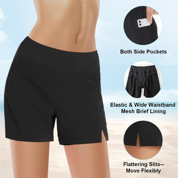 Women's Swim Shorts, High isted Tummy Control Swim Trunks with Pockets, Quick Dry M