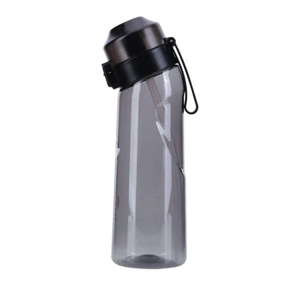 Vandflaske med smag med 7 bælg Air Water Up Bottle Frosted Black 650 ml Air Startup Set Vandkop til campingsport+ Pink