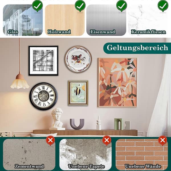 60x usynlig selvklæbende pladehænger Kompatibel med lodret display, holdbar og nem installation