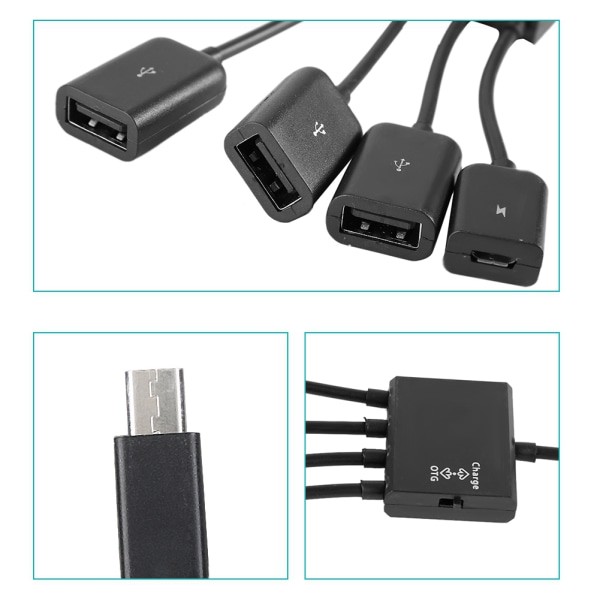 Micro USB HUB OTG Strømladingsvertkabel Kortsporleser Konverter Adapter