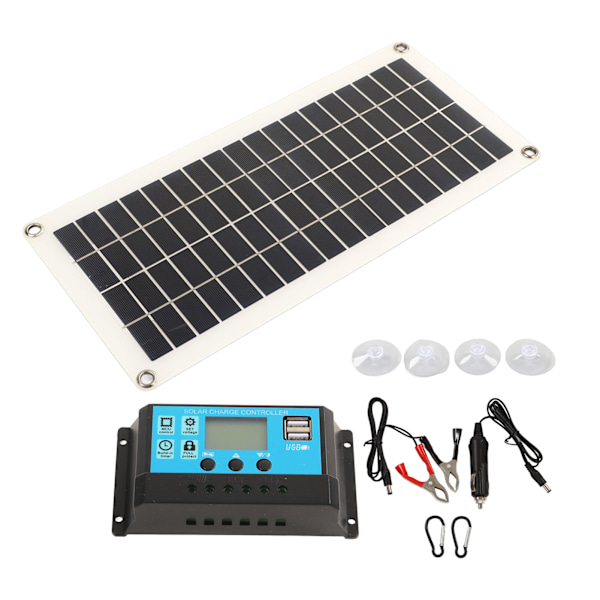 Solcellepanel 10W Polykrystallinsk Silikon Dobbel USB-utgang for Motorsykler Båt Traktor Tilhenger Lastebil Plenklipper Bobil 30A Kontroller