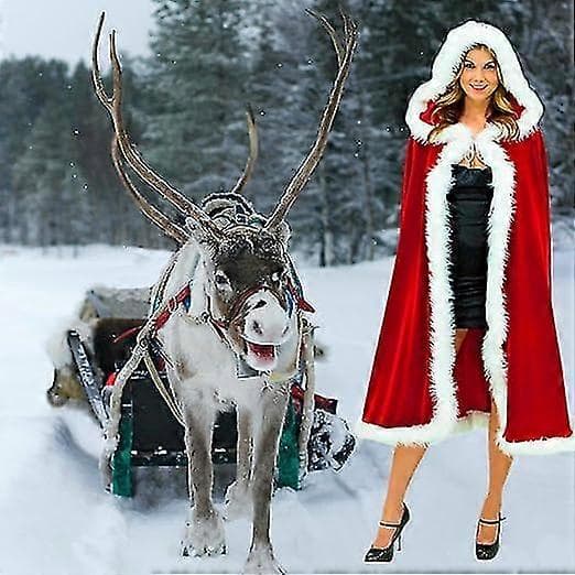 Julemanden rød blød kappe med sneboldslips - Perfekt til festlige fester - Julekostume 150 cm-QJWL