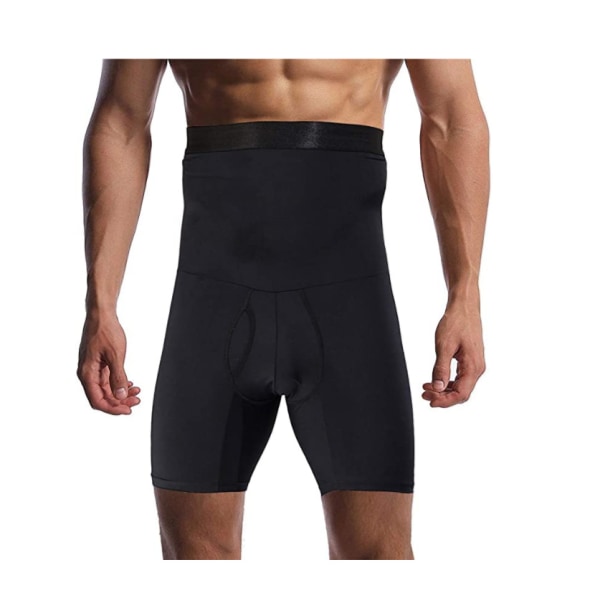 Mænds slankende mænds Shapewear-shorts - Tummy Control Boxershorts - Elastisk Butt Booster Body Shaper Black L