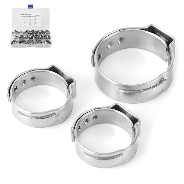 42 stk. rustfrit stål Cinch Clamps Ringe Single Ear 1/2in 3/4in til PEX Slange Rør Fittings Forbindelser
